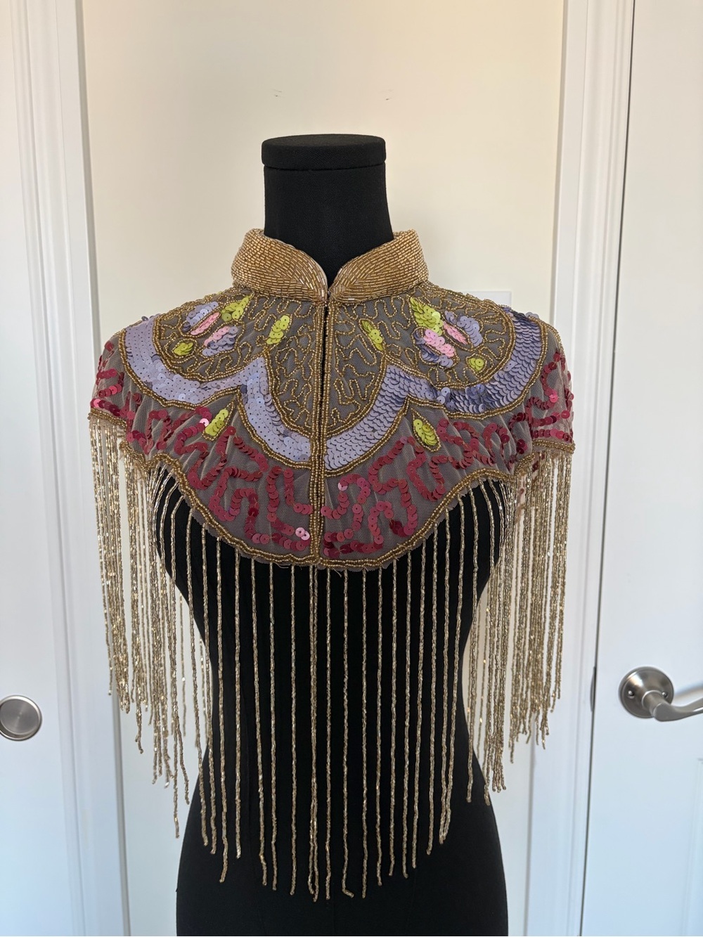 Multicolour Beaded Fringe Shoulder Cape One Size